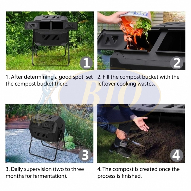 22 Gallon Outdoo Compost Tumble Bin, BPA-Fee Otating